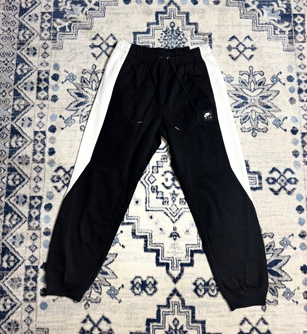 Nike Air Fleece Joggers Mens Medium Black White Cotton Polyester